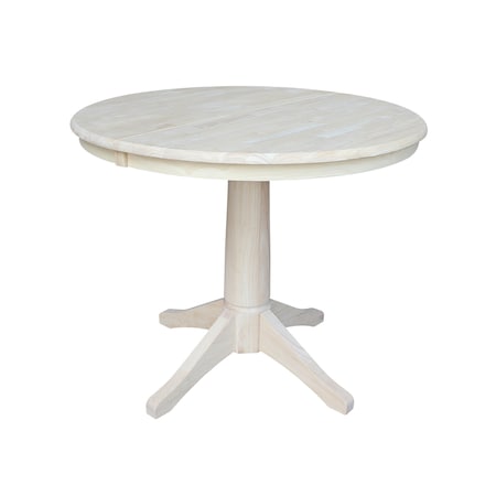 International Concepts Round 36 in Rd Top Pedestal Table, 12 in Leaf, 28.9 inH, Dining Height, Unfinished, 36 W, 48 L K-36RXT-27B